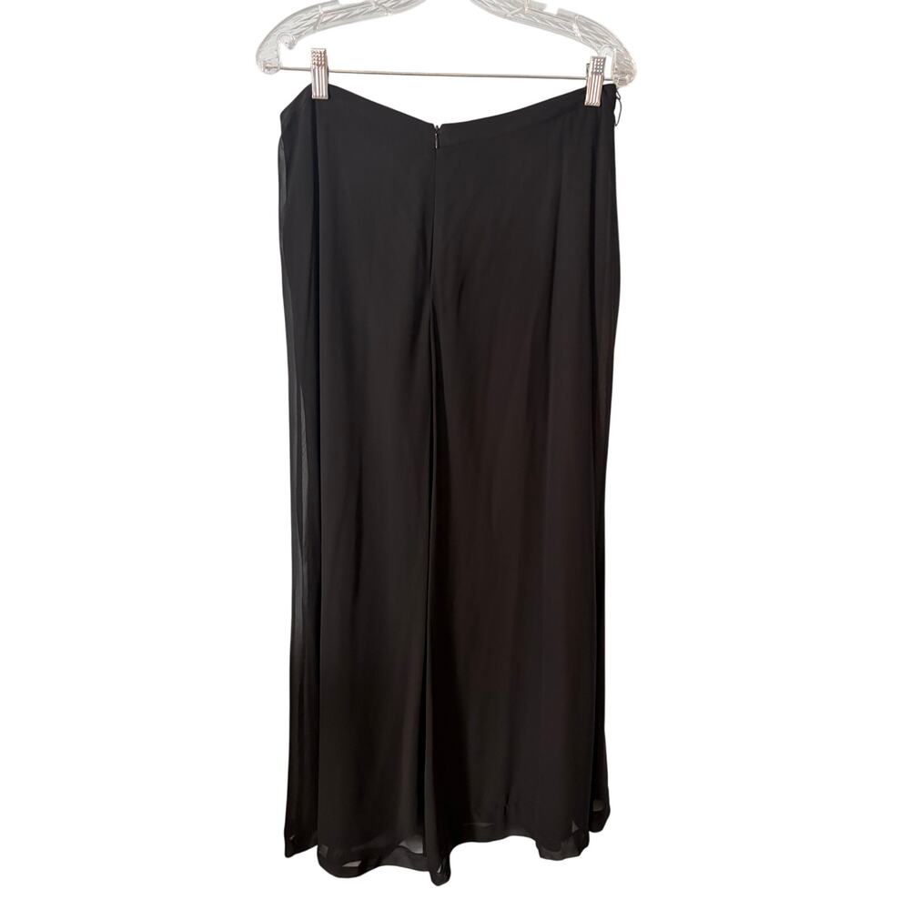 Dawn Joy Black Chiffon Overlay Palazzo Pants 14 Wide Leg VTG Minimalist Flowy